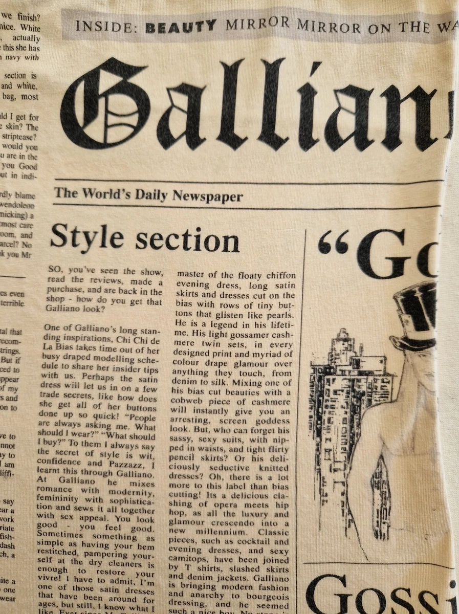 John Galliano Gazette Newspaper print Cropped Cami Tank Top Lace-up Shirt