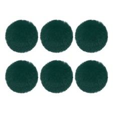 6Pcs Fluffy Soft Faux Fur Pom Poms for Hats with Elastic Loop, Black Green