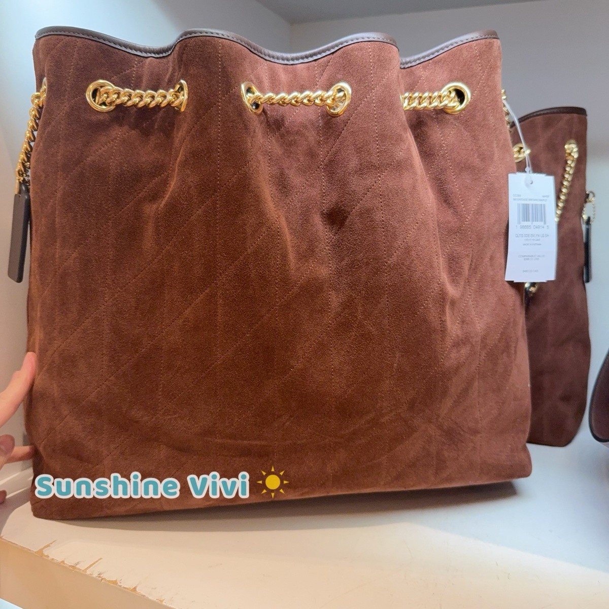 NWT Coach Evelyn Large Shoulder Bag Quilting CCZ83 Suede Leather
