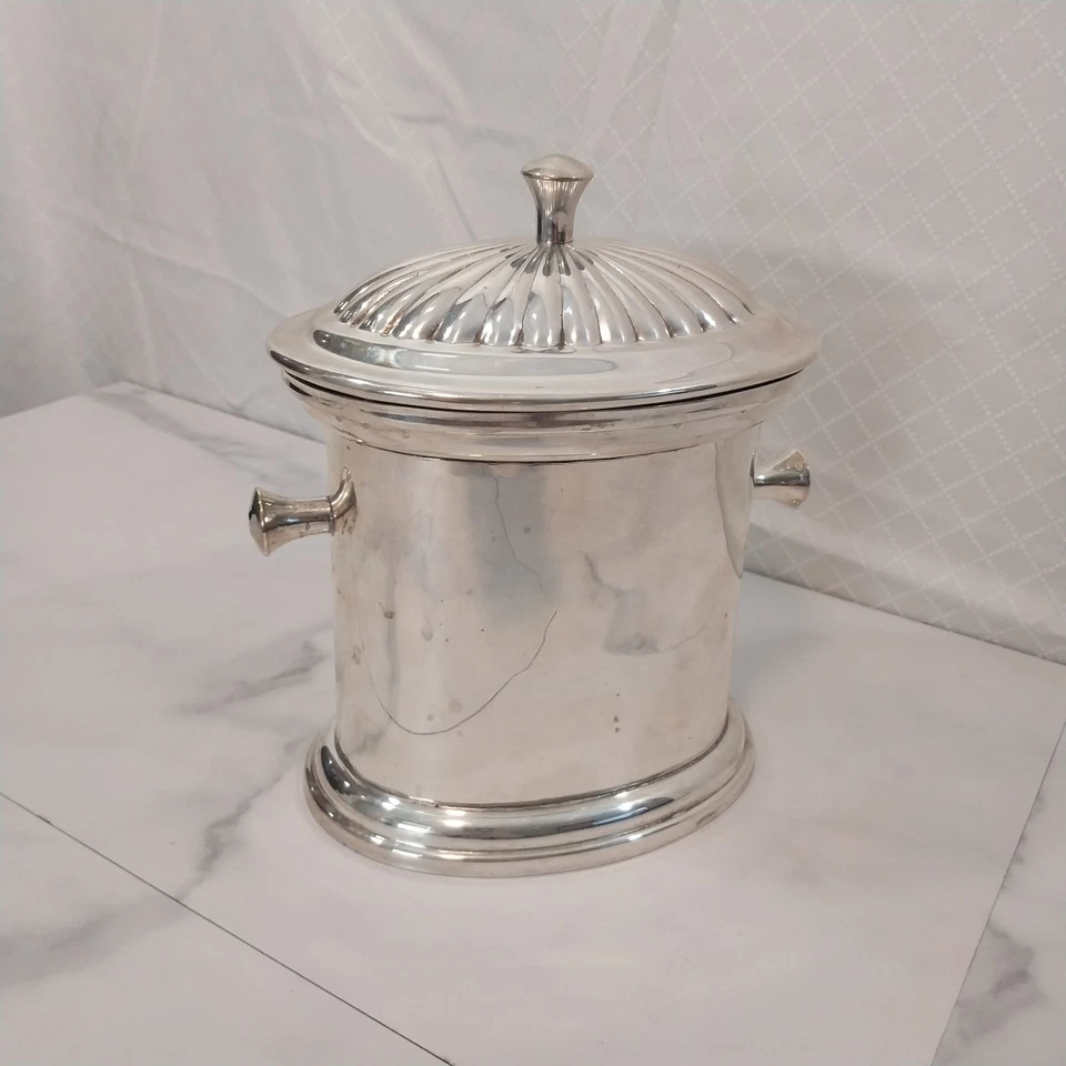 Cubo de hielo/carrito de té inglés vintage plateado 9X7 pulgadas Foto 4 de 4