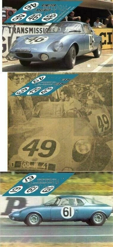 STICKERS LE MANS Décals Rene Bonnet Djet Le Mans 1962 1:32 1:43 1:24 1:18 64 87...