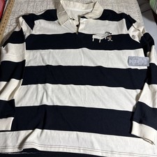 Disney Mickey Mouse Playing Piano Rugby Shirt Striped Polo Rare VTG XXL NWT
