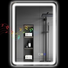 HOMCOM Specchio Bagno LED con Bluetooth e Illuminazione Regolabile 70x50x3.5 cm