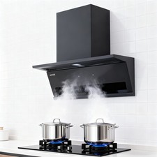 Home Commercial Cooker Hood 90cm Chimney Kitchen Extractor Fan, Touch LED Lights