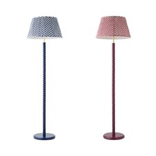 Twist Floor Lamp Base Chevron Pleated Taper Shade Living Room Light Pink Navy
