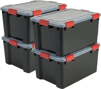 Iris Ohyama Luftdichte Kunststoff-Aufbewahrungsboxen Mit Deckel, 50L, 4Er-Set, S