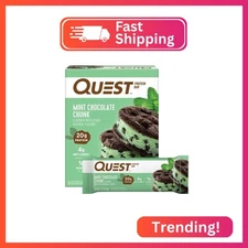 Quest Nutrition Mint Chocolate Chunk Protein Bars, 20g Protein, 1g Sugar, 4g Net