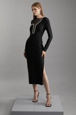 Karen Millen Bodycon Midi Dress XS in Black RRP £119