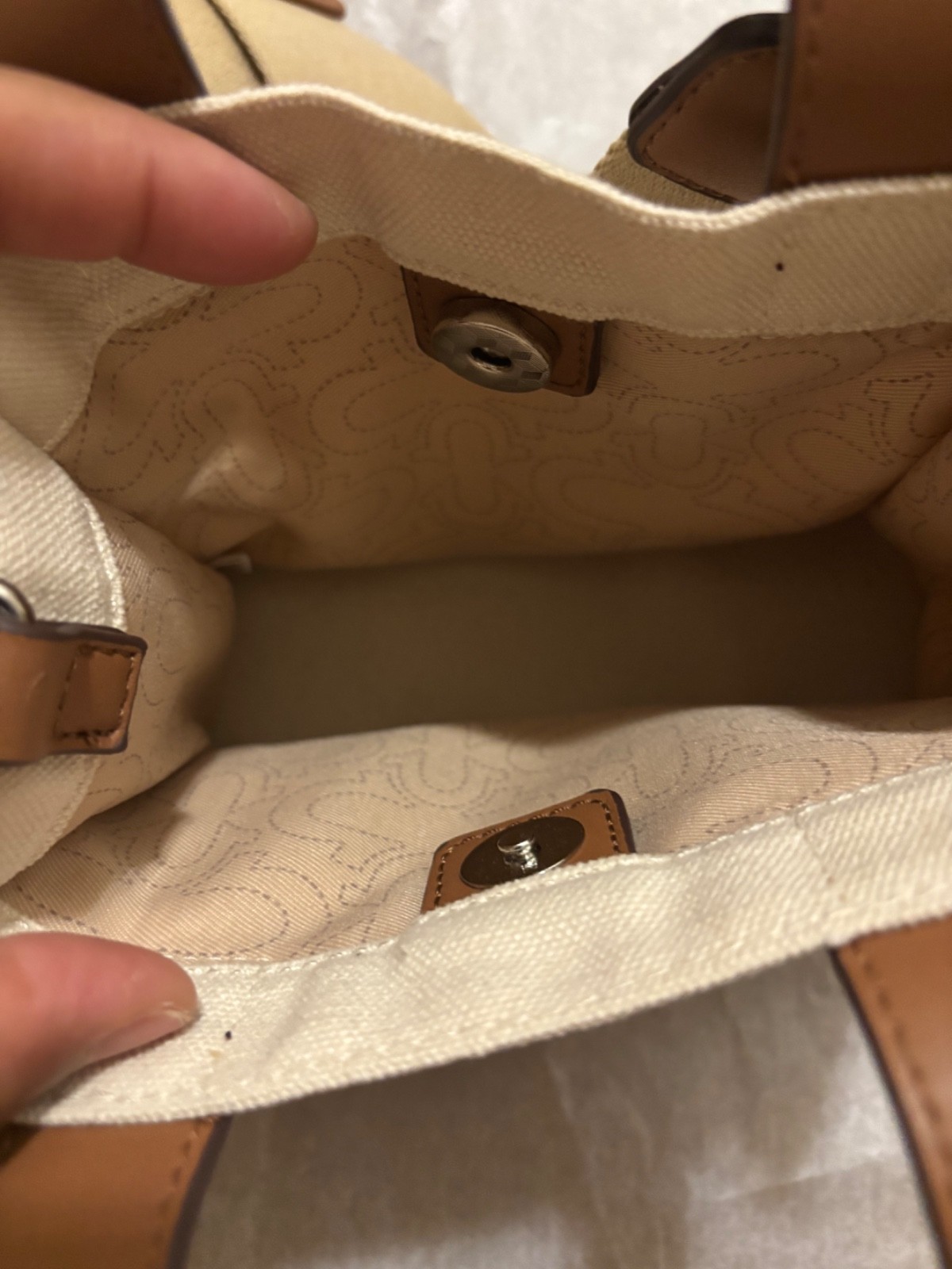 True Religion Mini Logo Tote Bag w/ Shoulder Strap Natural Travel Crossbody Used thumbnail 4