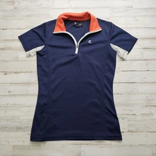 Horze Horse Equestrian Riding Shirt Navy Blue With Red Accent Size 4 Small