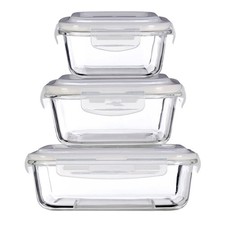 Image of Freska 520/800/1520ml Borosilicate Glass Lunch Box Food Container Airtight Lid