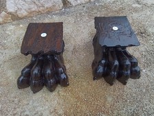LOTTO DI DUE PIEDI A ZAMPA DI LEONE IN LEGNO INTERAMENTE INTAGLIATI A MANO. 3-4