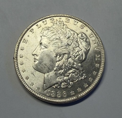 1886 $1 Morgan Silver Dollar - BU Uncirculated 90% Silver Coin - VERY NICE