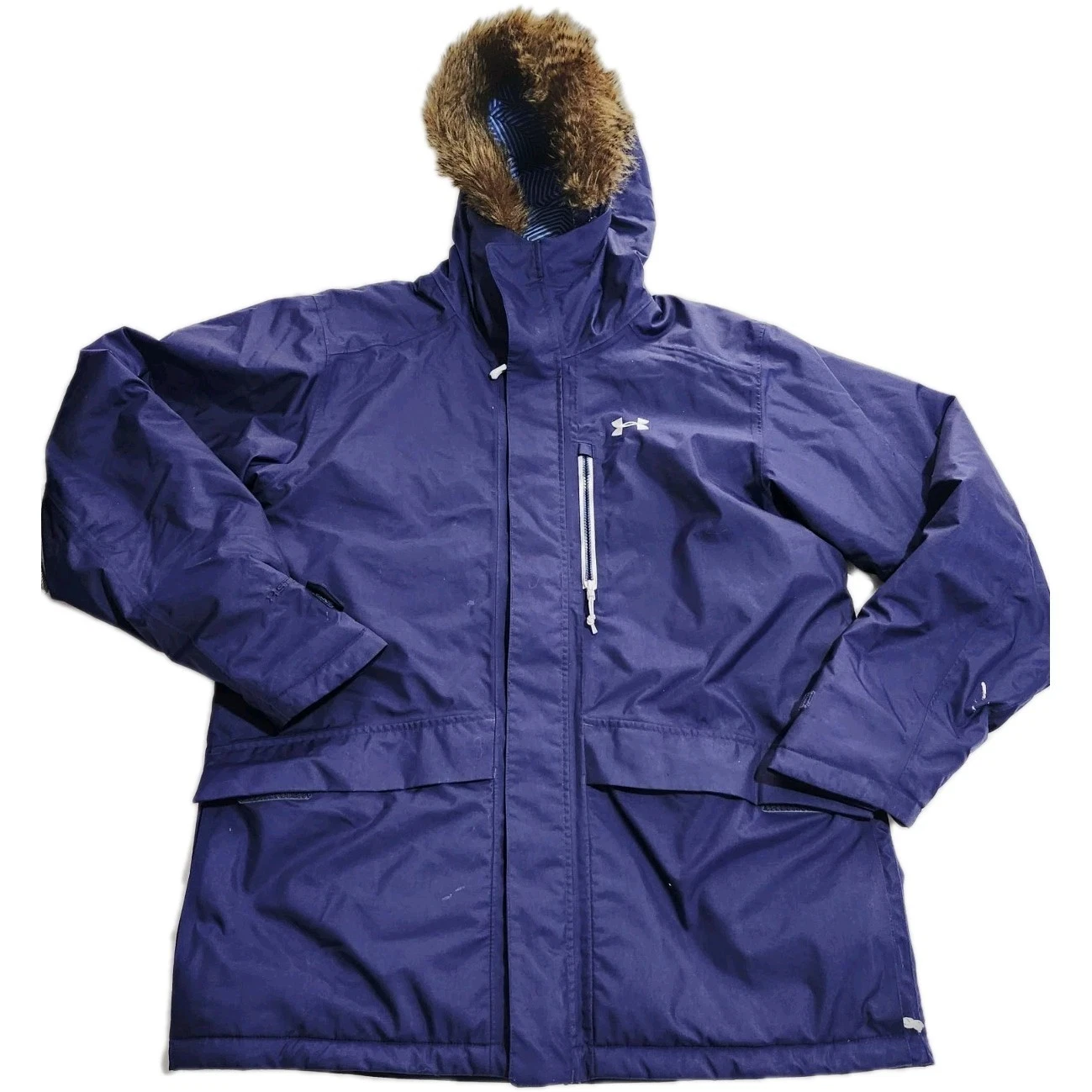 Under Armour Jacket Mens Large L Blue Storm Coldgear Infrared Hooded Coat