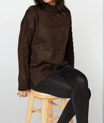 M&S DAMENPULLOVER BITTERSCHOKOLADENBRAUN TRICHTERAUSSCHNITT GRÖSSE M (UK 12 14) (REF R)