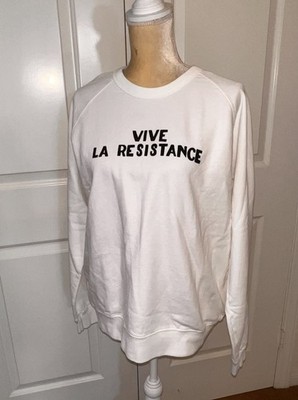 Clare V Sweatshirt Vive La Resistance Women's Size L White Crewneck
