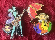2 X Hard Rock Cafe pin Philadelphia- Easter egg hinged 2006, 2010 Halloween