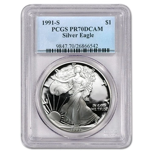 1991-S American Proof Silver Eagle $1 one Dollar coin PCGS PR70 DCAM