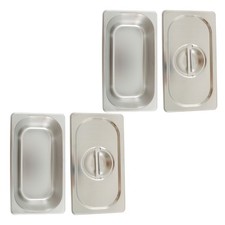 LABLT 1/3 Size 3.6" Deep 2× Hotel Pans With Lids Stainless Steel For Food Warmer