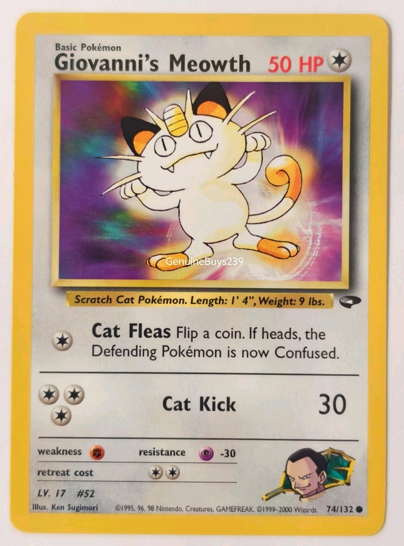 Giovanni's Meowth 74/132 Gym Challenge Pokemon Card