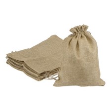 5Set Burlap Bags with Drawstring 6x8" Jewelry Pouches for Party Gift Khaki