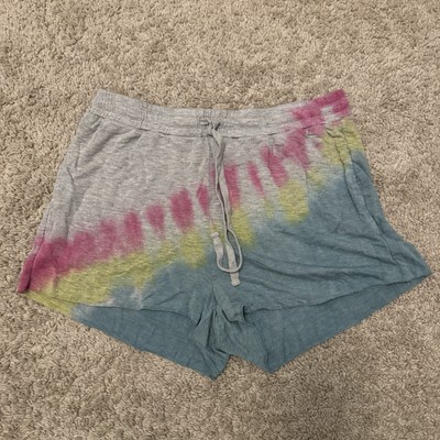 Colsie French Terry Lounge Sport Shorts Womens Small Tie-Dye Gray 2 