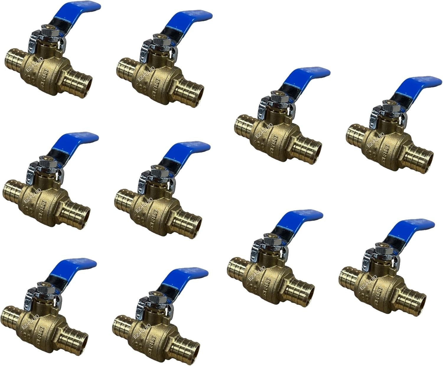 10 Pack 3/4 Inch PEX Ball Valve Brass Crimp Shut Off Plumbing