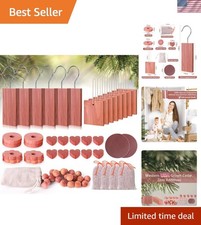 Cedar Blocks for Clothes Storage 56 Pcs, 100 Aromatic Planks with Metal Hook...