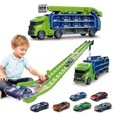 Race Track Truck Toys for 3 4 5 6 Years Old Kids - Carrier Truck Transport Car w