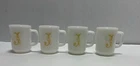 Vintage Anchor Hocking Fire-King White Glass D Handle  Mugs  Cups Monogram J USA