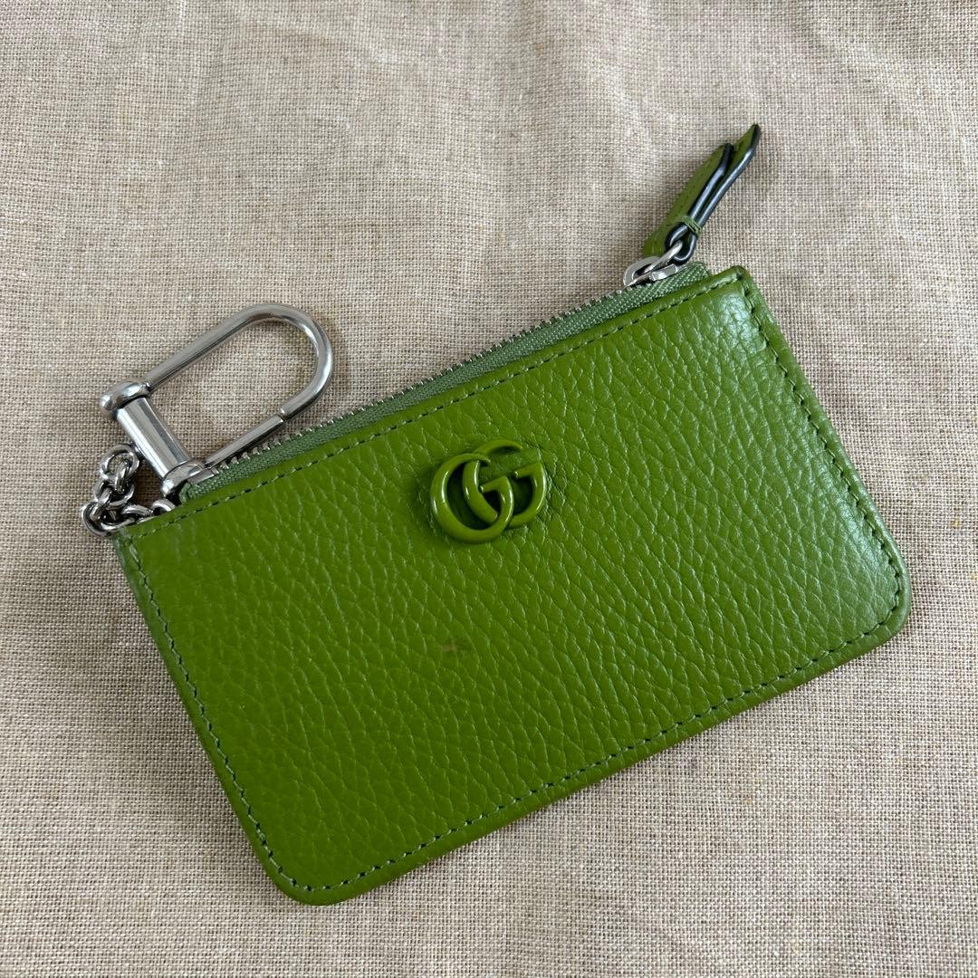 Gucci Double G Key Case Coin Pocket Card Holder Green