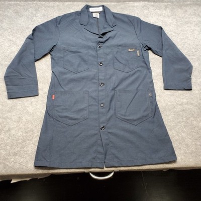 Workrite FR Shirt Men's Large Navy Lab Coat Flame Resistant Nomex 2112 Smock