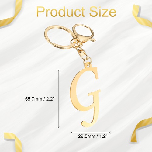 Gold Initial Letter Keychain, Stainless Steel A-Z Alphabet Keychains(Letter G) - Picture 2 of 7