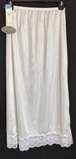 Vintage Wondermaid Women's White Nylon w/ Lace 33” Half Slip w/ Slit Medium NOS