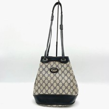 GUCCI GG Supreme Shoulder Bag in Navy and Gray, leather x PVC, Vintage