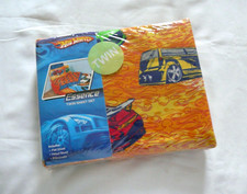 HOT WHEELS ESSENCE 3PC TWIN FLAT FITTED PILLOWCASE BEDDING SHEET SET