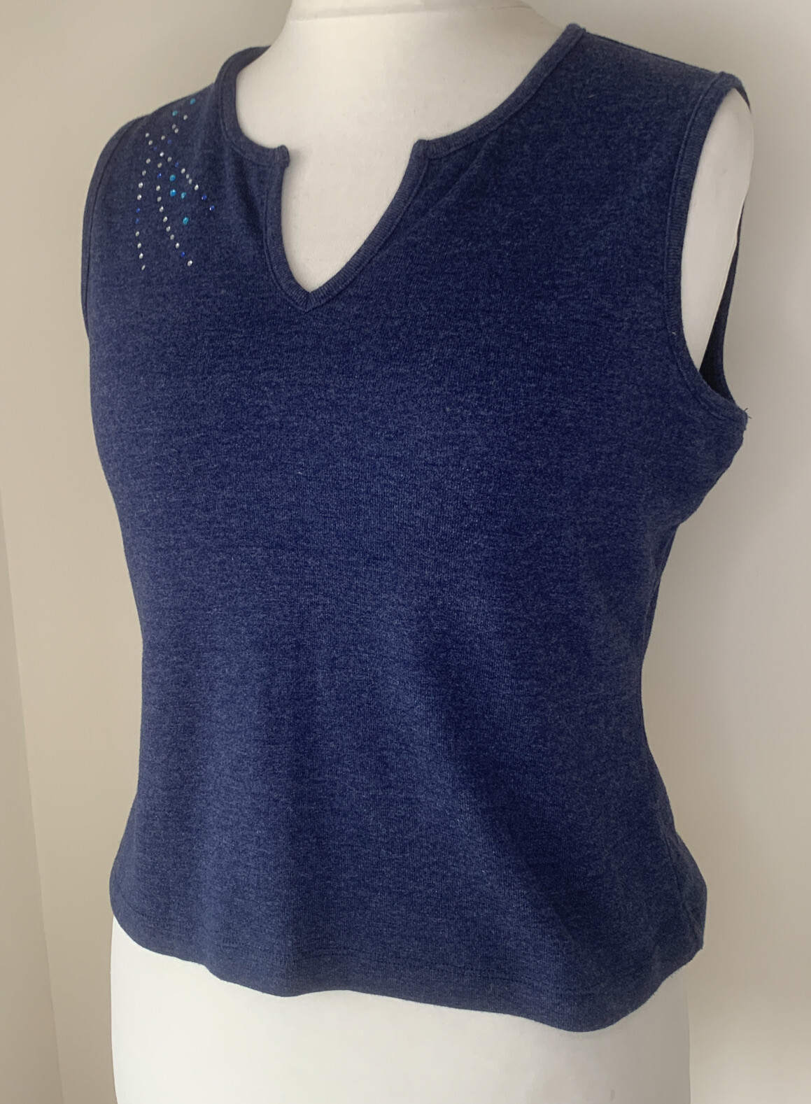 Debenhams Anne Brooks, Ladies 16, Blue Tank Vest Top. Shoulder