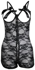 Women's Black Lace Open Cup Crotchless Teddy Lingerie One Size Final Sale