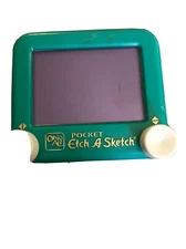 Vintage Pocket Etch A Sketch Ohio Art Green 4.25” X 3.75” very nice works rare