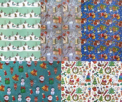 ROCKING PARTY 10 Sheets of Christmas Wrapping Paper Traditional Festive 75cm x 50cm - Set 2
