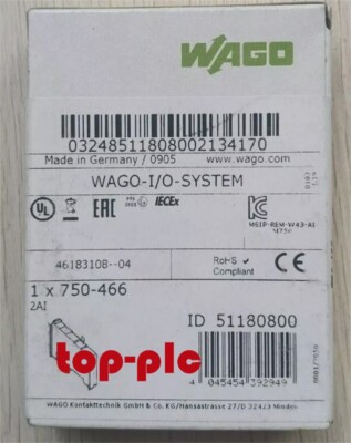 New Factory Sealed WAGO 750-466 2-Channel Analog Input PLC Module 750-466