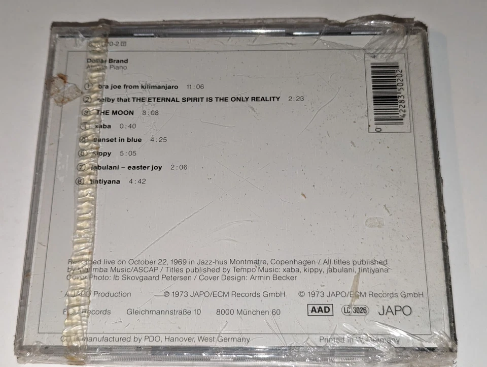 *NEW/SEALED* Dollar Brand "African Piano" CD 8 Songs ECM Records 1973 Foto 2 de 4