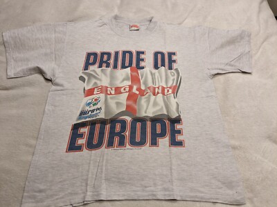 England Vintage T-Shirt Nutmeg Large 23 P2P Euro 96 Football Gazza 