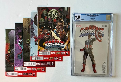 🔑ALL-NEW CAPTAIN AMERICA # 1 (2015) CGC 9.8 Pichelli 1:25 Var & 2 - 6 All 9.8s