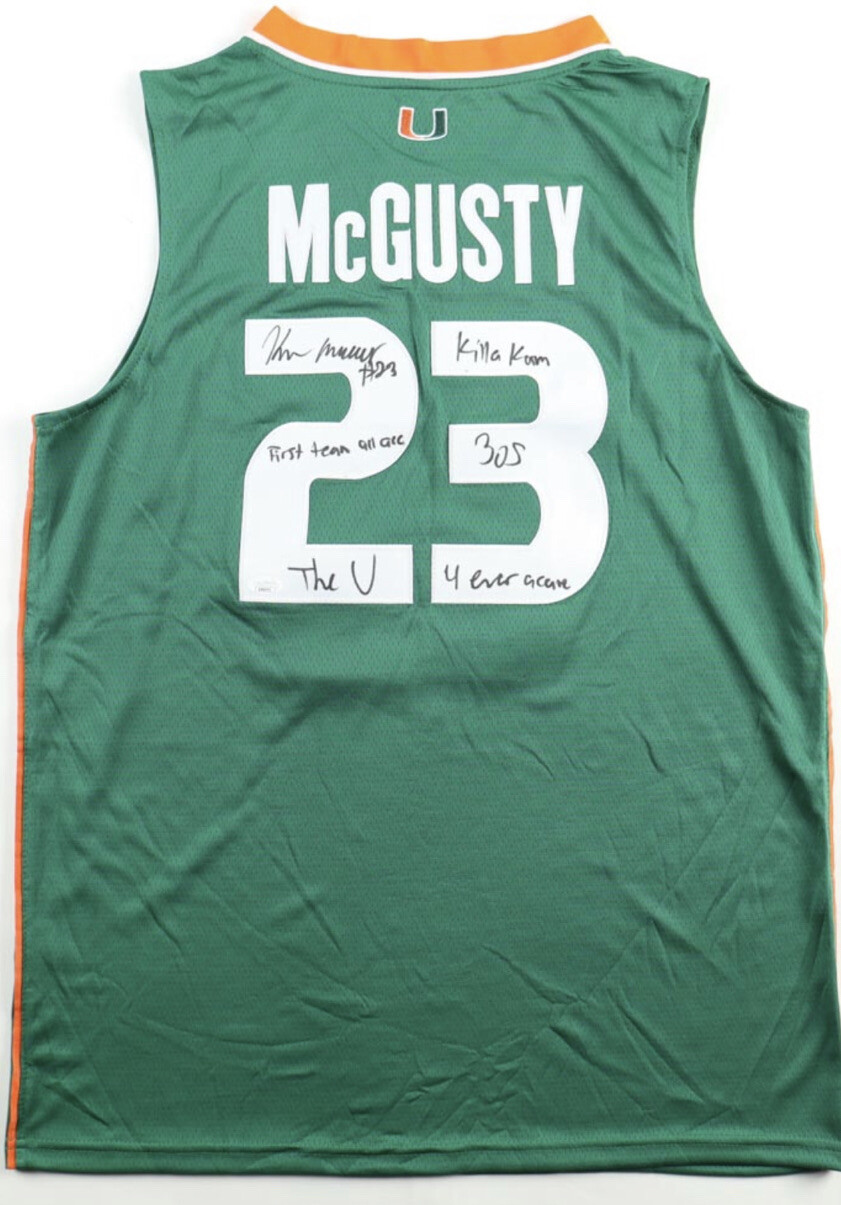 Kameron McGusty Autographed Signed Miami Hurricanes Miami Hurricane Jersey Addidas On Court Jersey (JSA) XL 