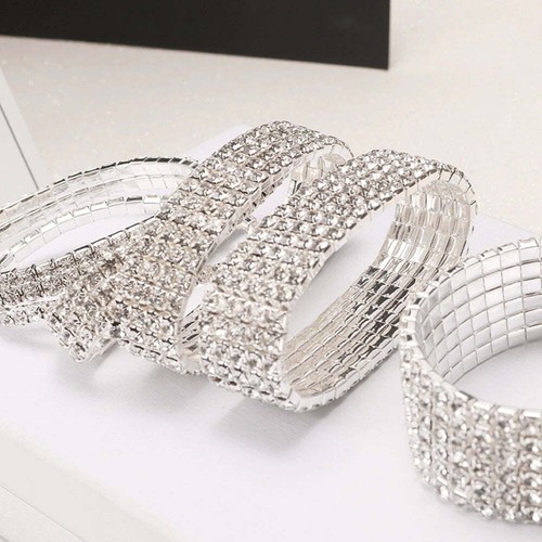 Fashion Multilayer Crystal Stretch Shine Bracelets for Women - Foto 8 di 16