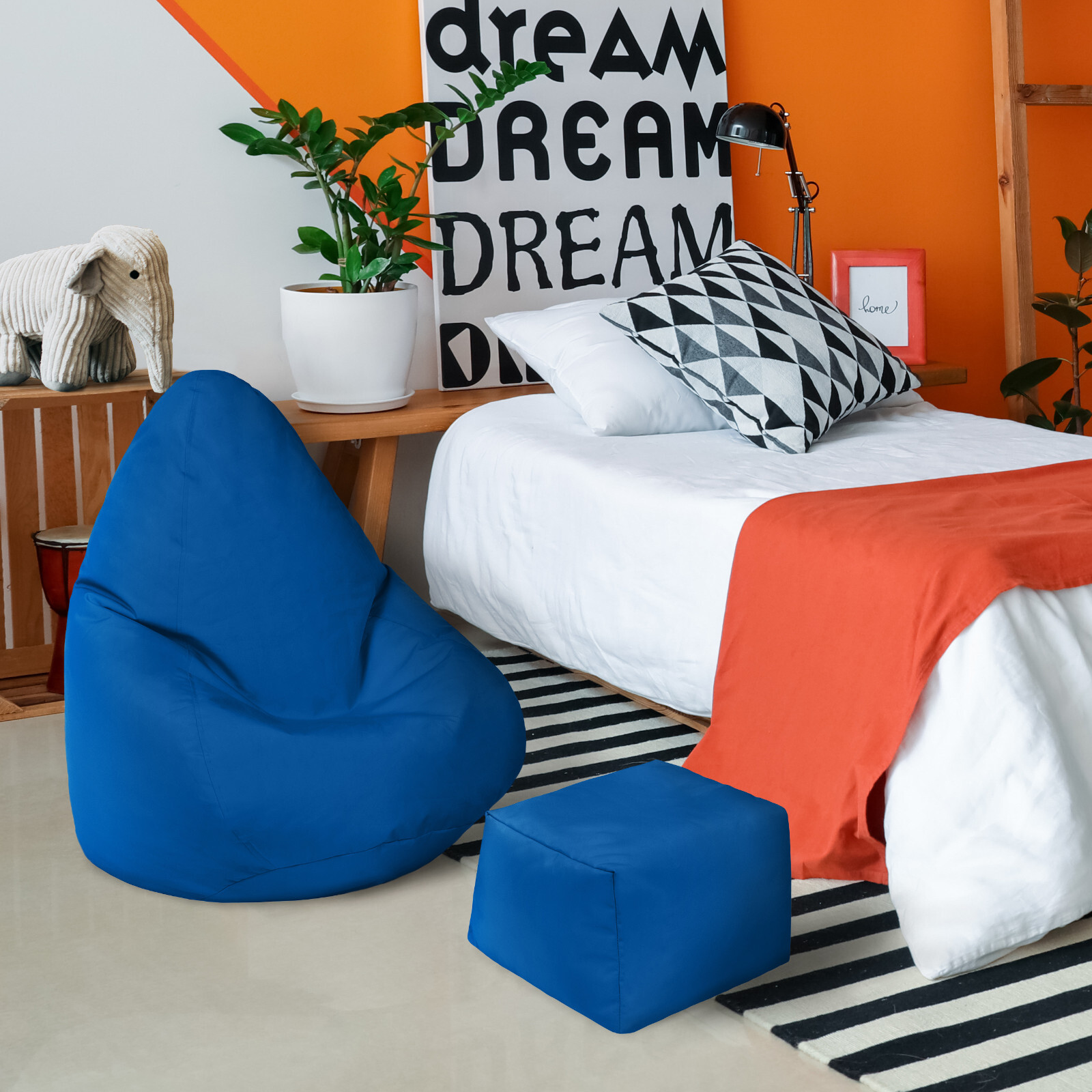 Loft 25 Blue Children's Bean Bag Footstool Indoor/Outdoor Gaming