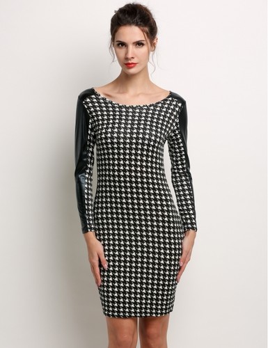 vestito abito tubino donna bianco e nero morbido comodo manica classico  3298 | eBay
