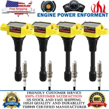 4Pack Ignition Bobinas & IRIDIUM Spark Plug For Nissan Altima Sentra Rogue Versa