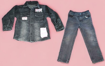 Akademiks Bike Black Jean Shirt And Pants Size 4T 